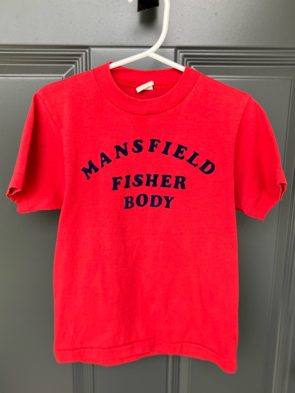 RARE Vintage 1980s Fisher Body General Motors GM Youth Tee 6-8 Red Blue Cars